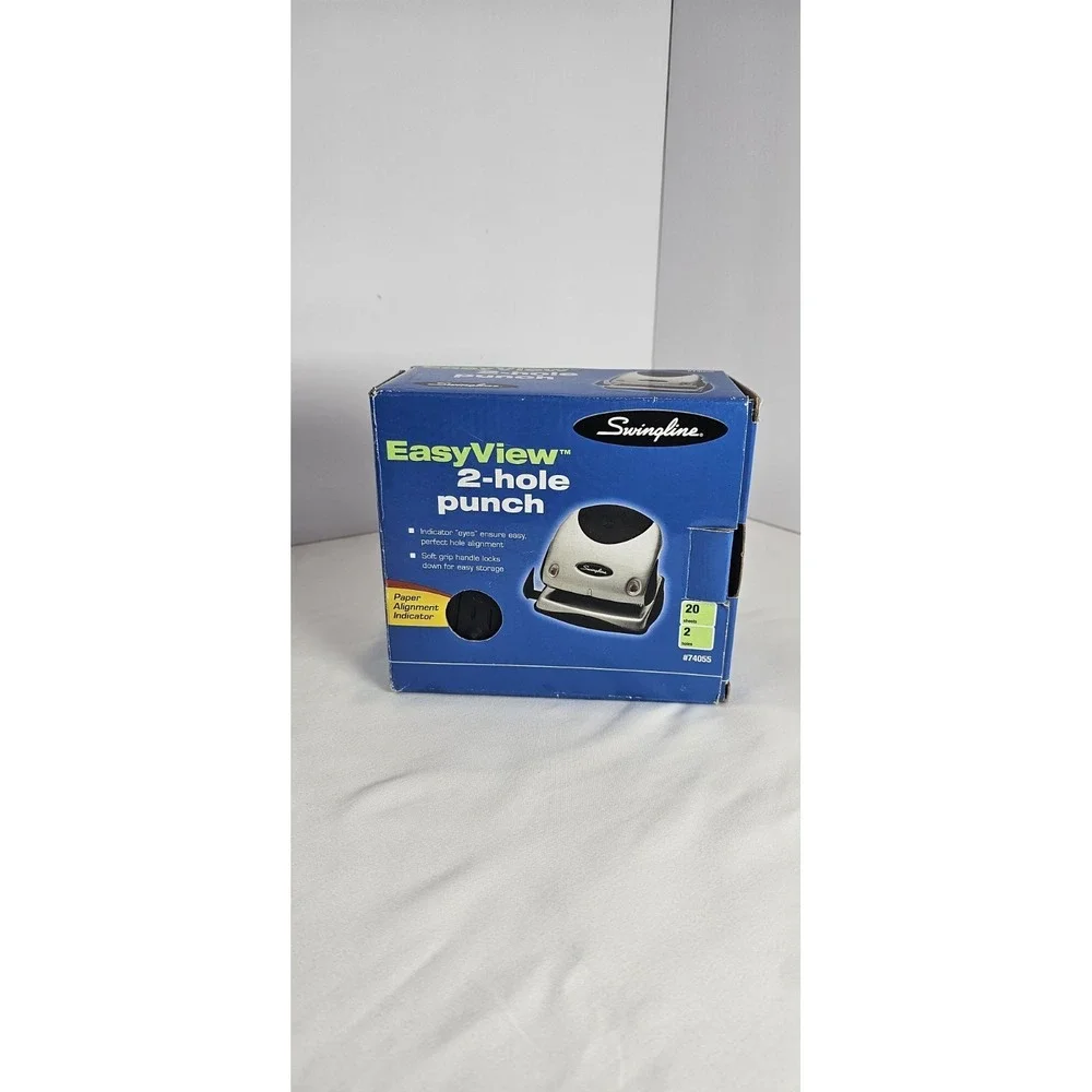Swingline Easy View 2-Hole Punch 20 Sheets‎ Green/Red Light Alignment Indicator